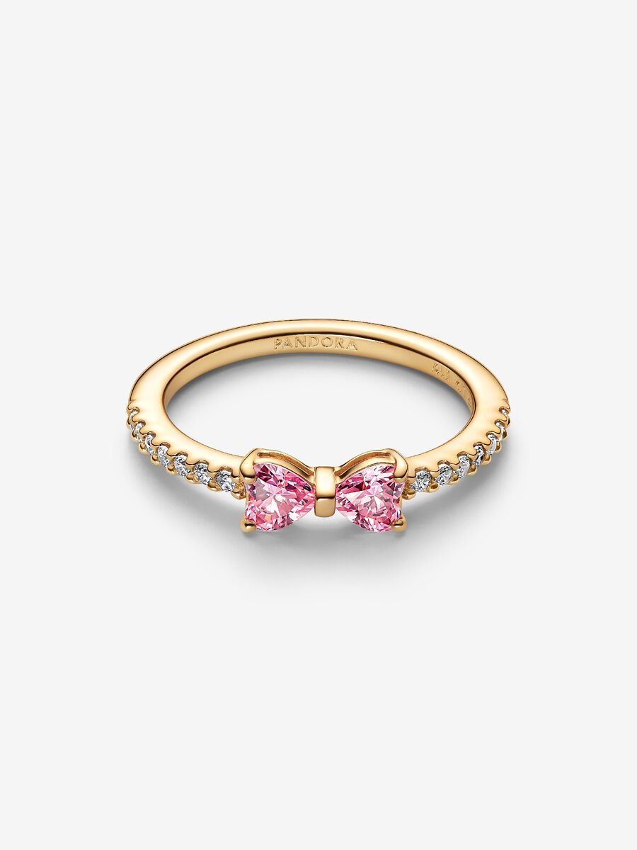 Pandora Sparkling Pink Bow Ring 14k gold plating
