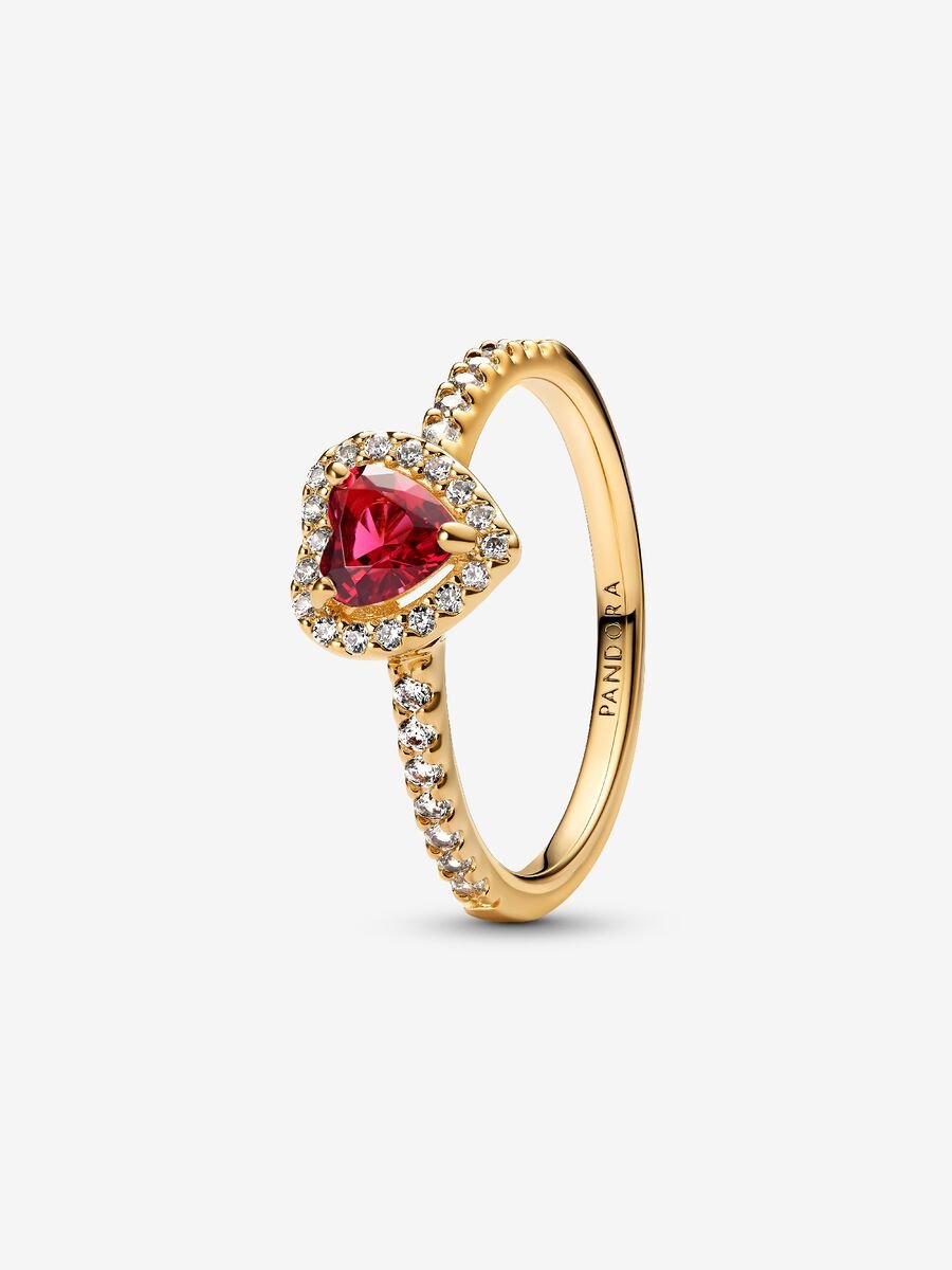 Pandora Elevated Heart Ring 14k gold plating Red