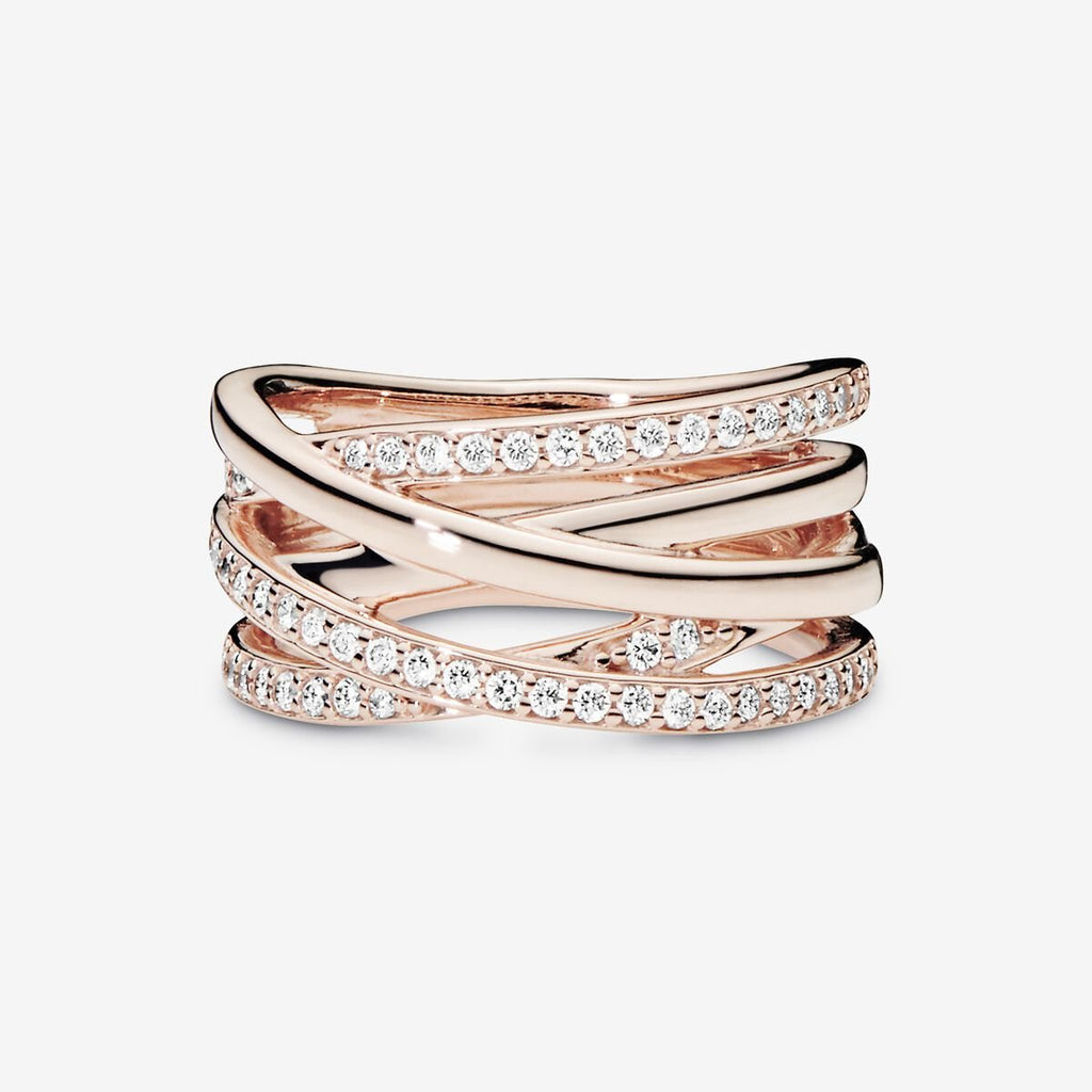 Pandora Sparkling & Polished Lines Ring Rose Gold