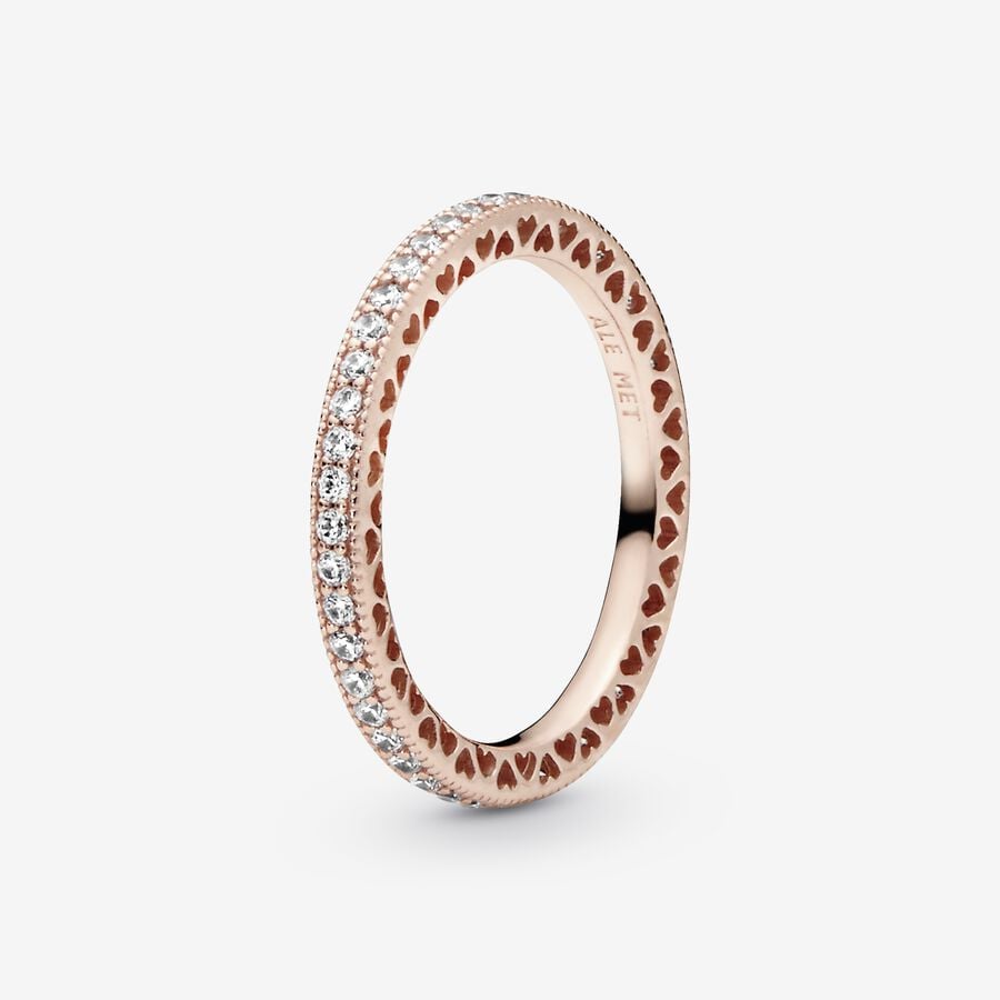 Pandora Sparkle & Hearts Ring Rose Gold