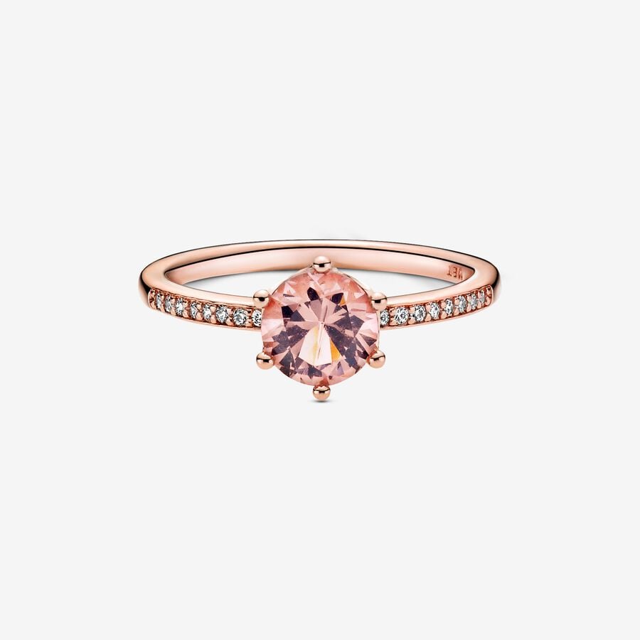 Pandora Pink Sparkling Crown Solitaire Ring Rose Gold