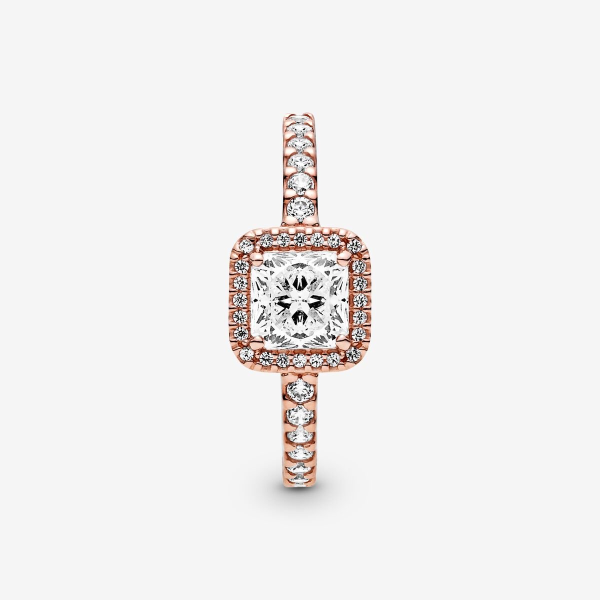Pandora Square Sparkle Halo Ring Rose Gold