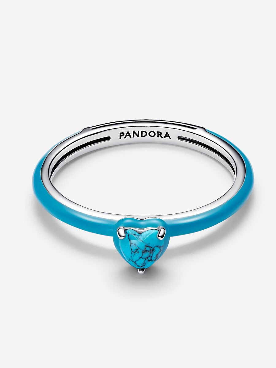 Pandora Turquoise Chakra Heart Ring With Gift Box