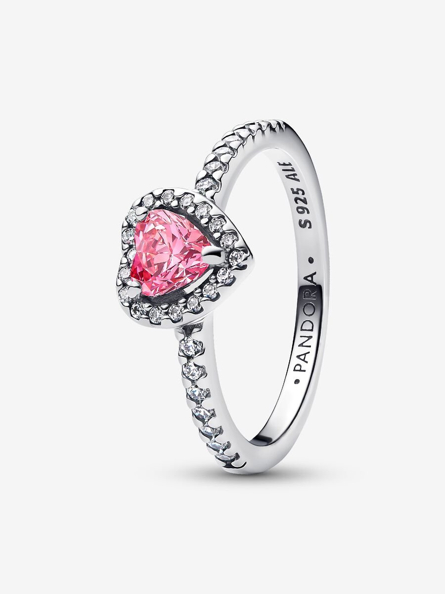 Pandora Elevated Pink Heart Ring Sterling silver with Gift Box