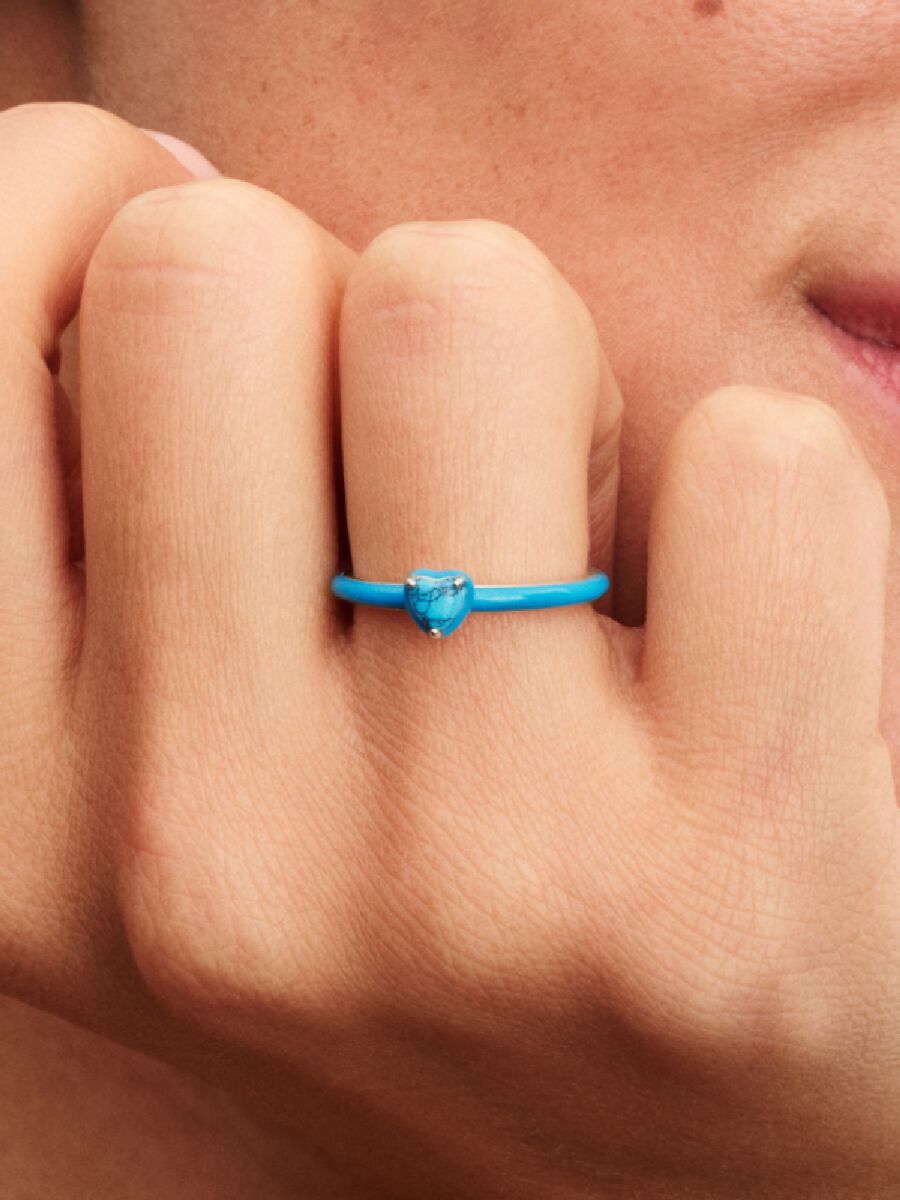 Pandora Turquoise Chakra Heart Ring With Gift Box