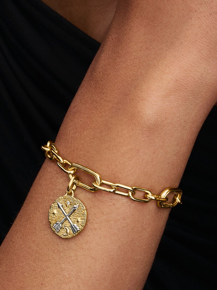 Pandora Crossing Arrows Medallion Charm Sterling silver, 14k gold plating