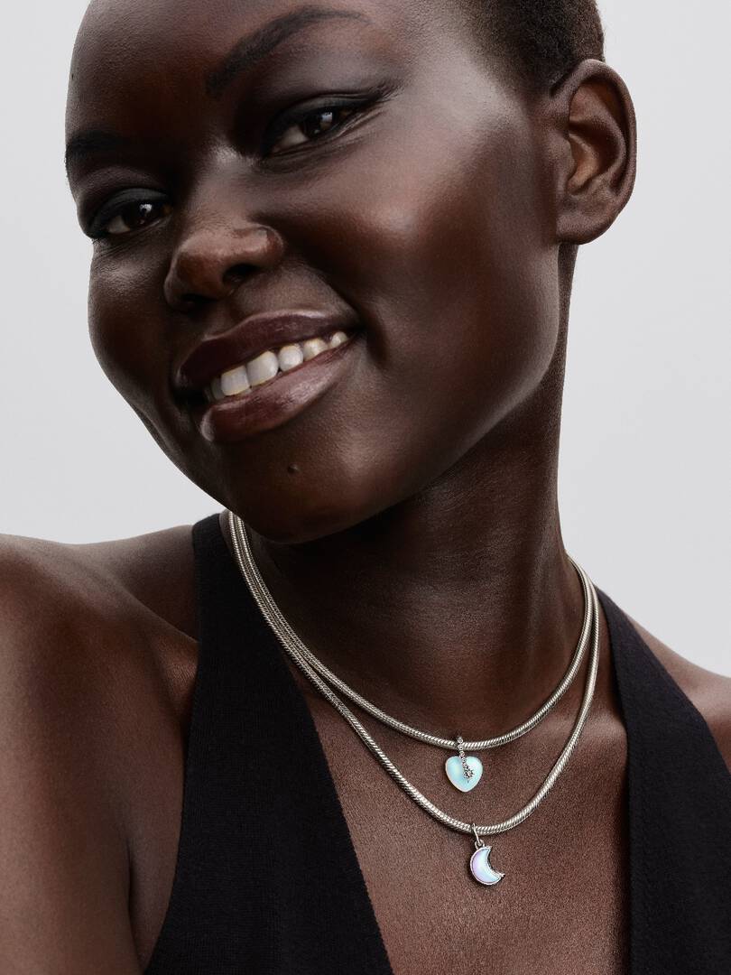 Pandora Crescent Moon Double Dangle Charm Sterling silver