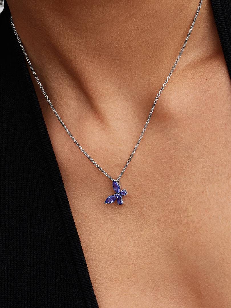 Pandora Butterfly Pendant Necklace Sterling silver Blue