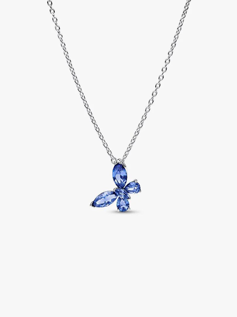 Pandora Butterfly Pendant Necklace Sterling silver Blue