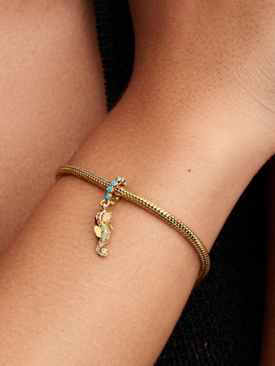 Pandora Seahorse Dangle Charm14k gold plating