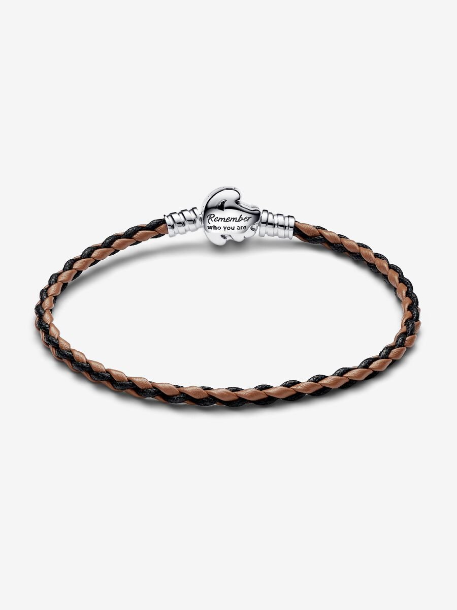 Disney The Lion King Clasp Pandora Moments Braided Leather Bracelet Sterling silver