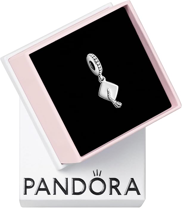 PANDORA Graduation Cap Dangle Charm - Compatible with PANDORA Moments - Sterling Silver - Gift for Her - Jewelry for Women with Gift Box