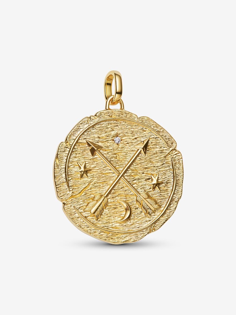Pandora Crossing Arrows Oversized Medallion Charm 14k gold plating