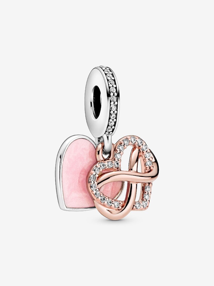 Pandora Sparkling Infinity Heart Dangle Charm Sterling silver, 14k rose gold plating