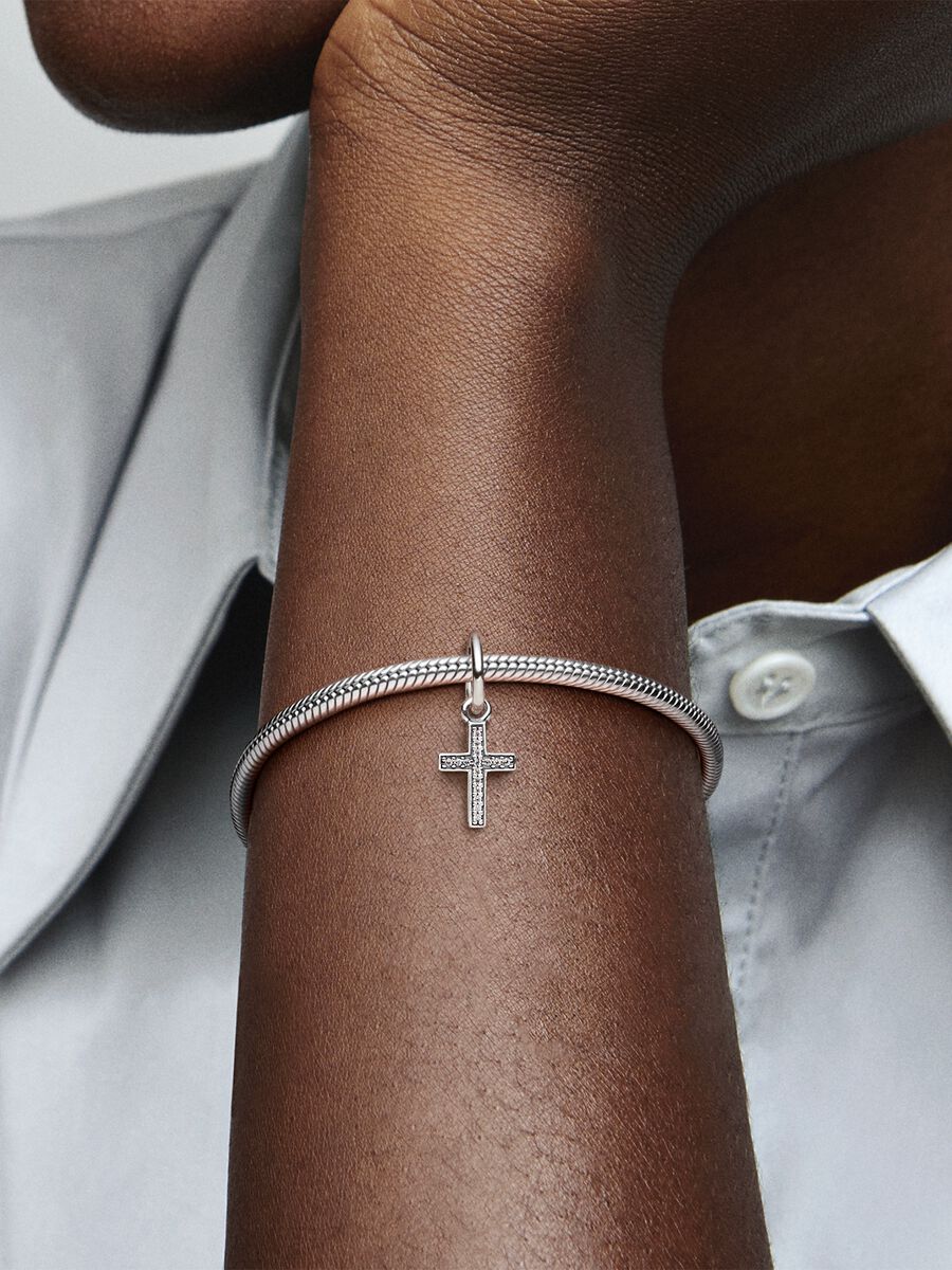 Sparkling Cross Dangle Charm Sterling silver 791310CZ