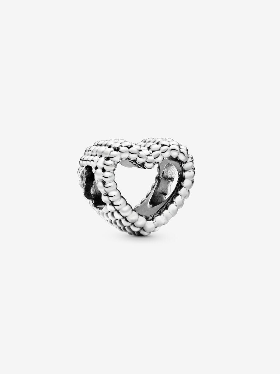 PANDORA Beaded Open Heart Charm - Compatible with PANDORA Moments - Gift for Her - Made with Sterling Silver - with Gift Box