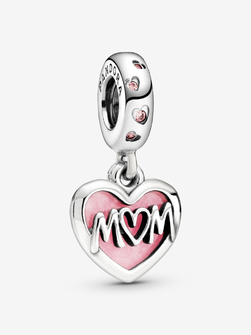 Pandora Mom Script Heart Dangle Charm