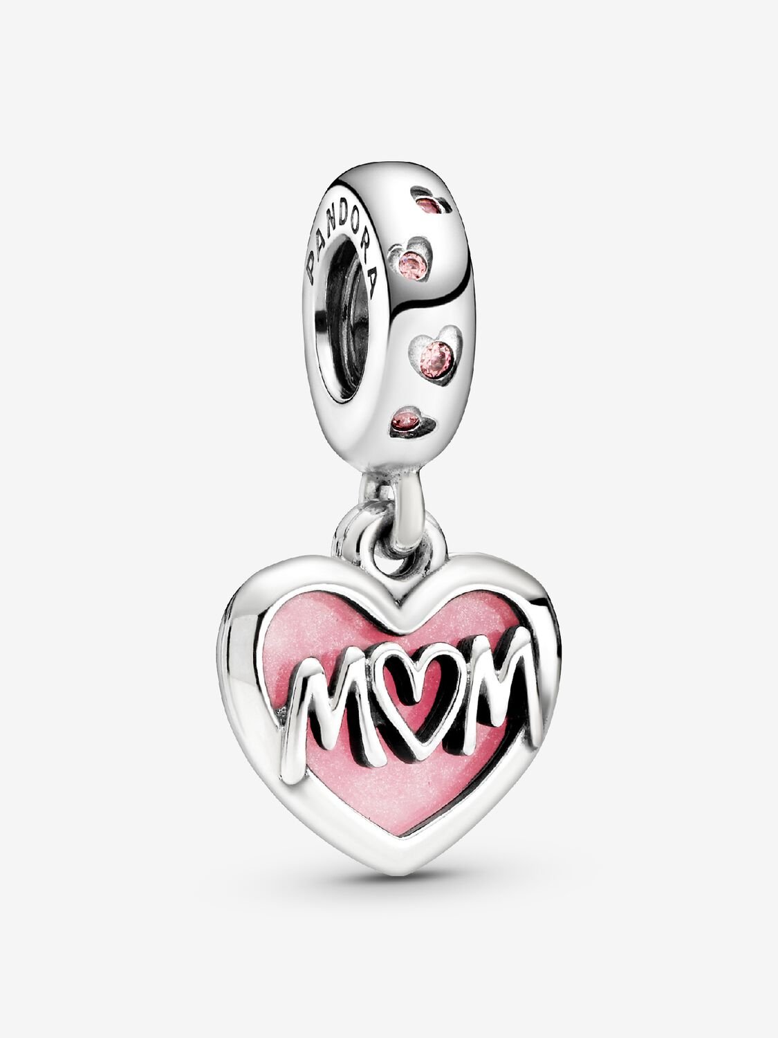 Pandora Mom Script Heart Dangle Charm