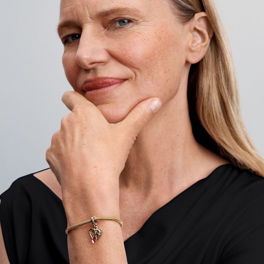 Pandora Engravable Heart & Arrow Double Dangle Charm