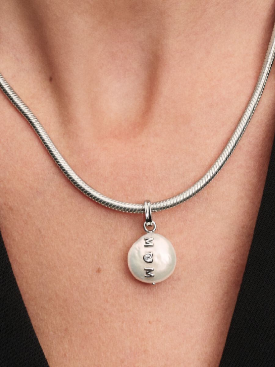 Pandora Treated Freshwater Cultured Baroque Pearl Mom Dangle Charm Sterling silver