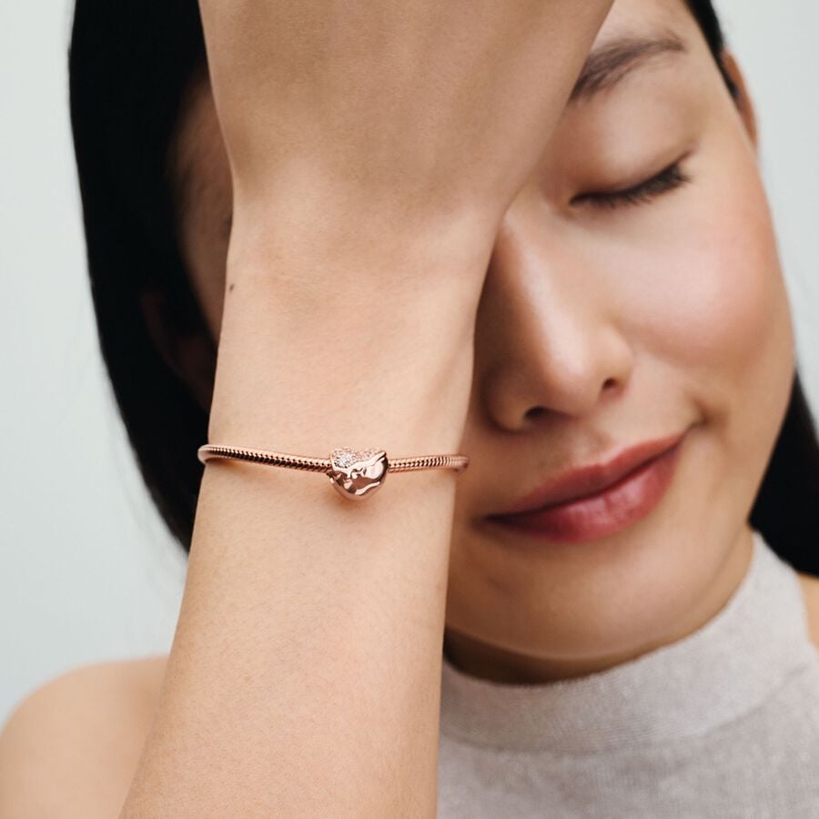 Pandora Moments Snake Chain Bracelet Rose Gold With Gift Box