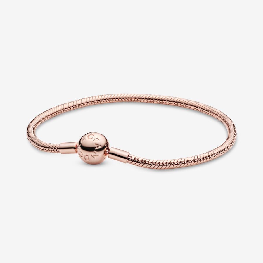 Pandora Moments Snake Chain Bracelet Rose Gold With Gift Box