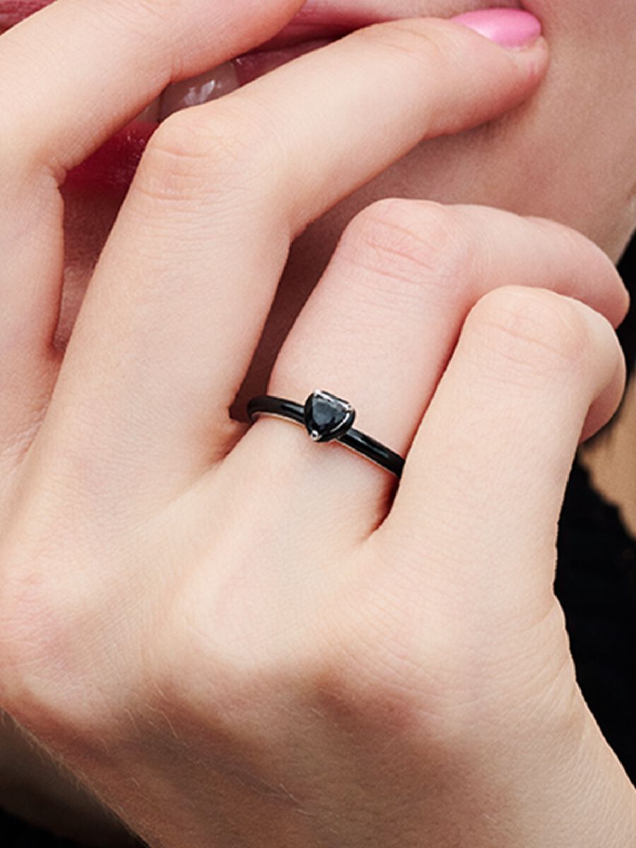 Pandora ME Black Chakra Heart Ring Sterling silver