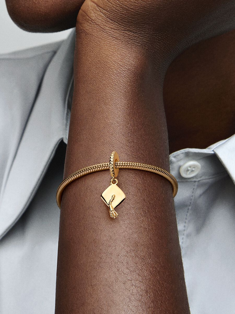 Pandora Graduation Cap Dangle Charm 14k gold plating