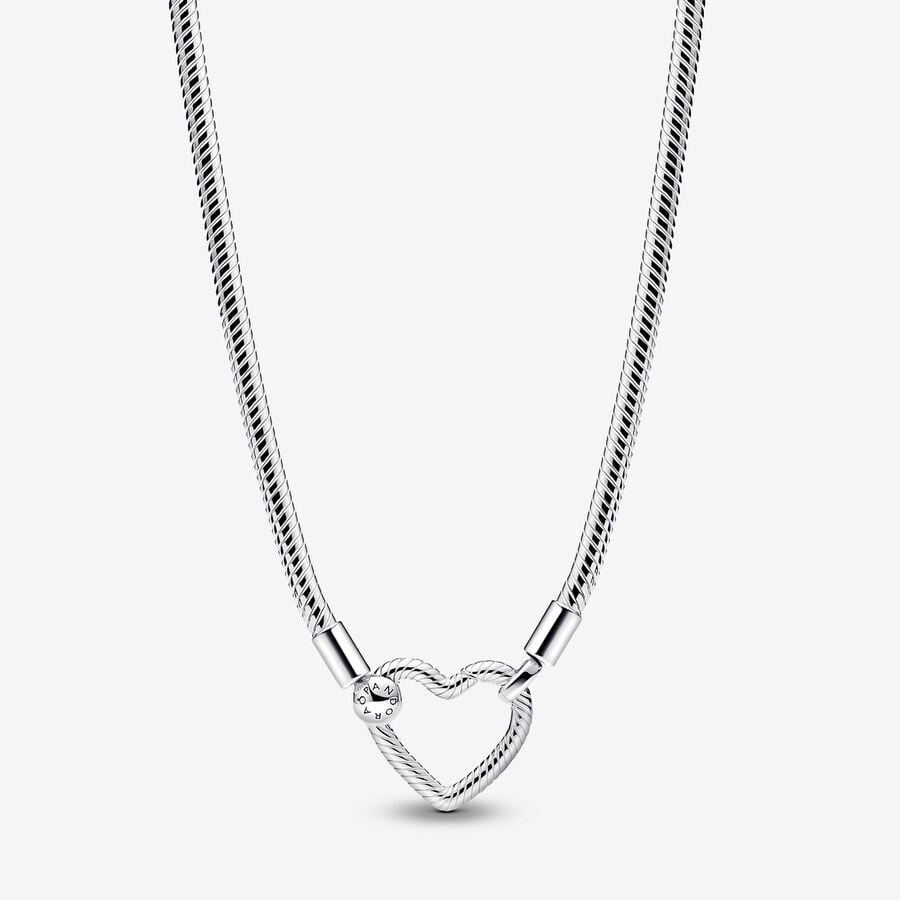 Heart Closure Snake Silver Chain Necklace