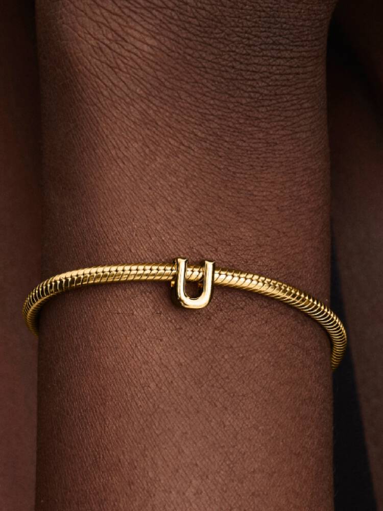 Pandora Letter U Alphabet Charm Gold