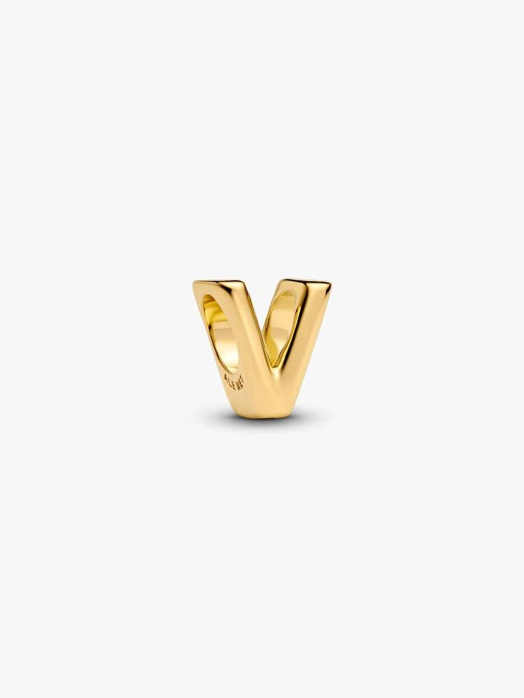 Pandora Letter V Alphabet Charm Gold