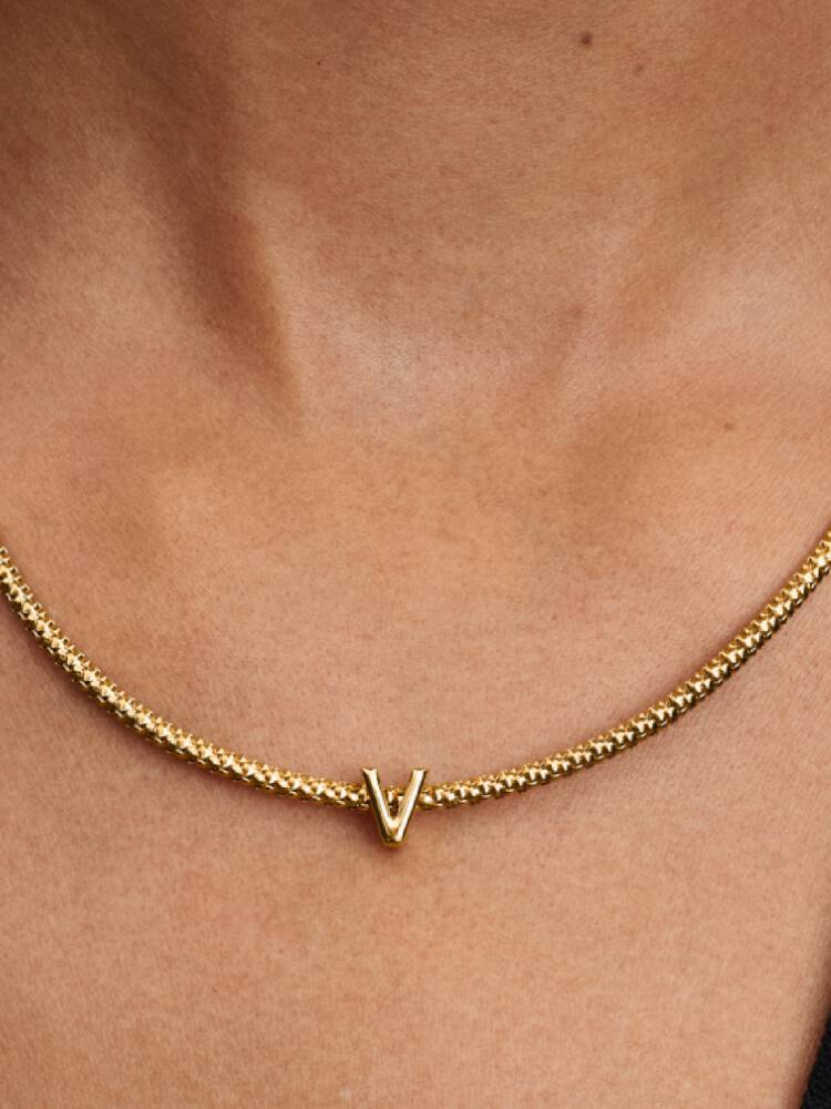 Pandora Letter V Alphabet Charm Gold