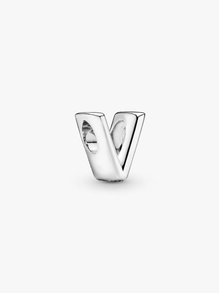 Pandora Letter V Alphabet Charm Silver
