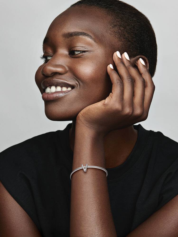 Pandora Letter V Alphabet Charm Silver