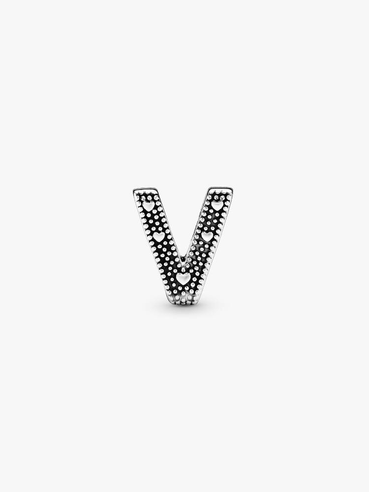 Pandora Letter V Alphabet Charm Silver