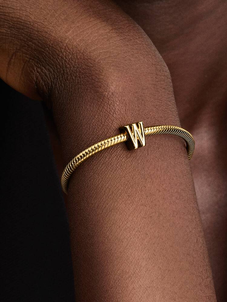 Pandora Letter W Alphabet Charm Gold