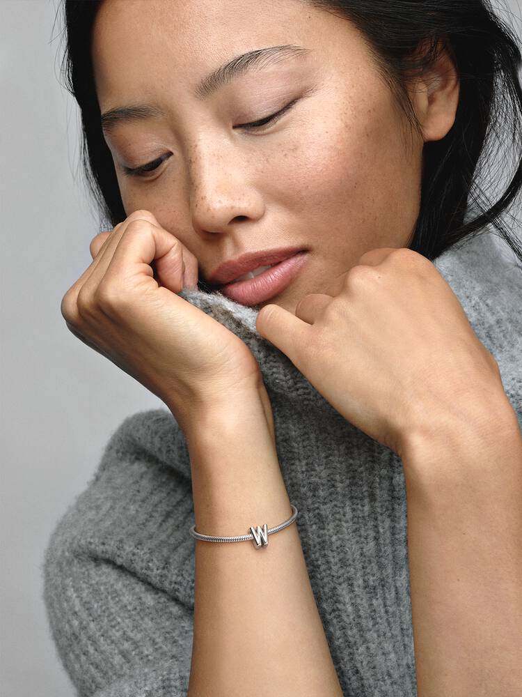 Pandora Letter W Alphabet Charm Silver