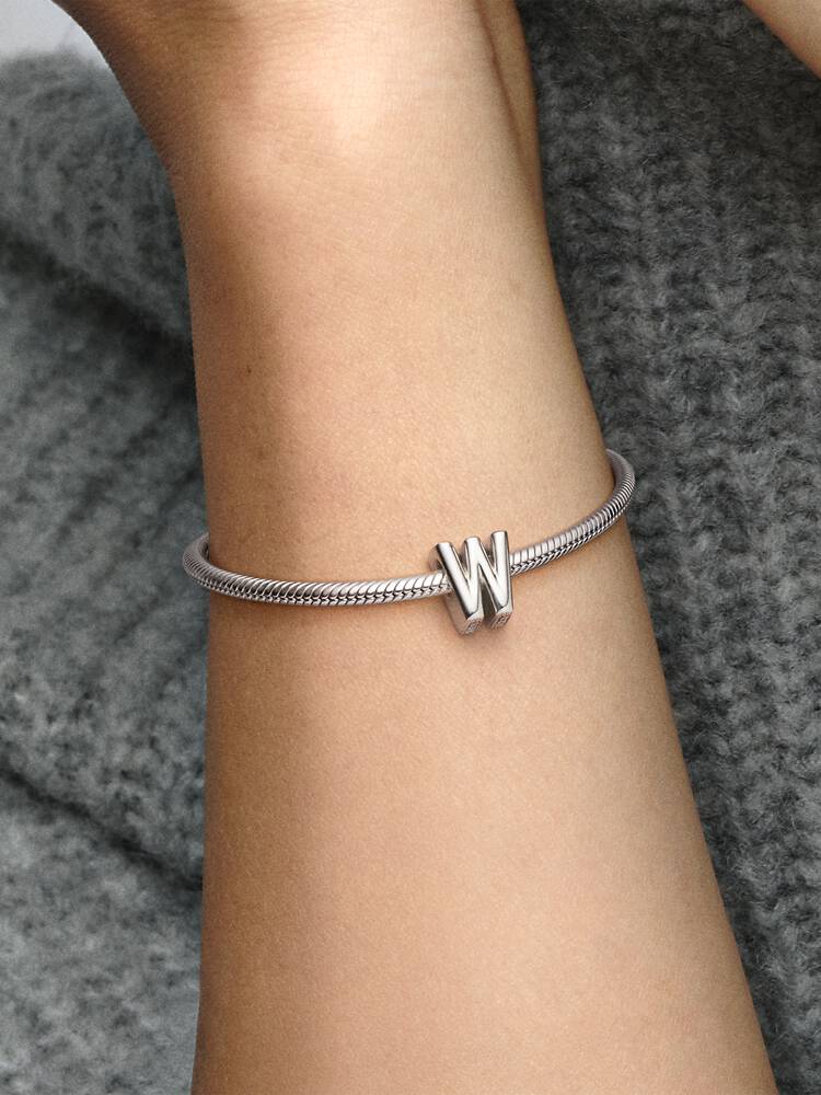 Pandora Letter W Alphabet Charm Silver