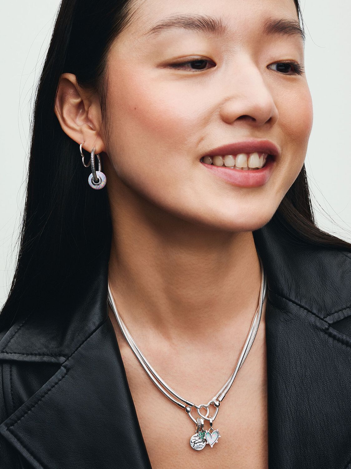 Heart Closure Snake Silver Chain Necklace